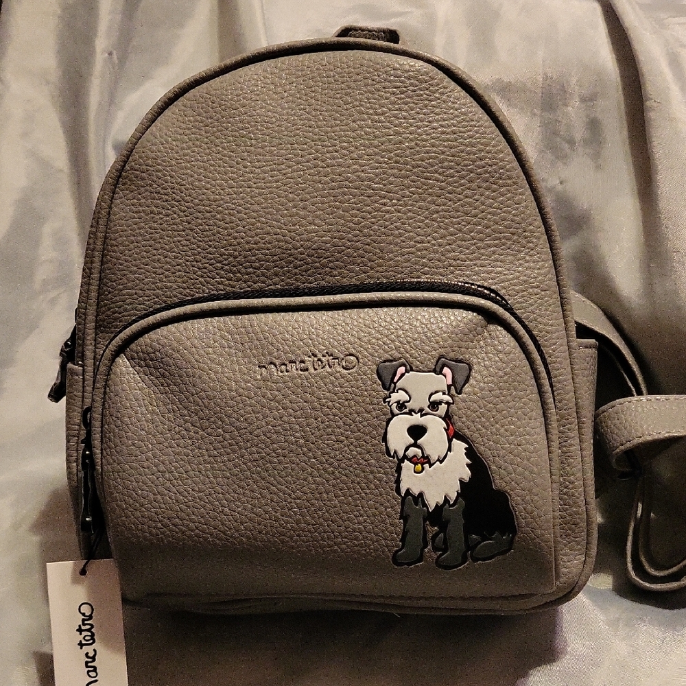 Marc Tetro schnauzer grey  Backpack BNWT HL M Purse Size Ty Ls M - Picture 2 of 6